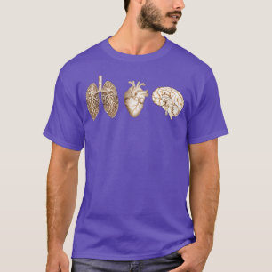 A set of human organ lungs heart and brain vintage T-Shirt
