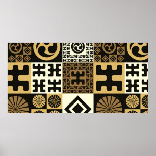 A set of japanese style seamless patterns, tribal poster