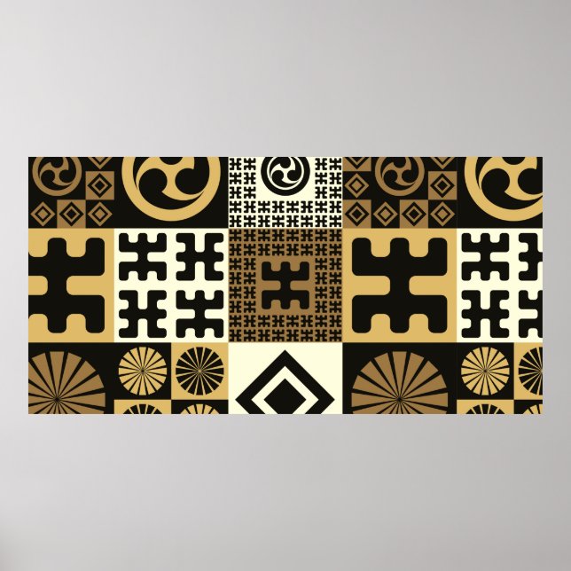 A set of japanese style seamless patterns, tribal  poster (Front)