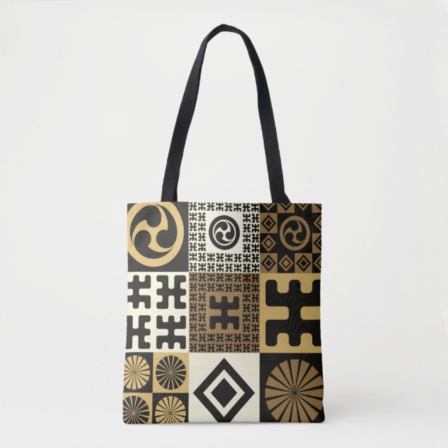 A set of japanese style seamless patterns, tribal  tote bag (Front)