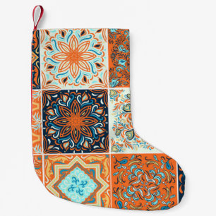 A set of ornaments,ceramic tiles. Abstract pattern Small Christmas Stocking