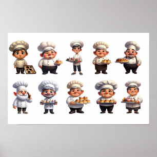 A Set of Pastry Chefs Posing for the Camera Poster