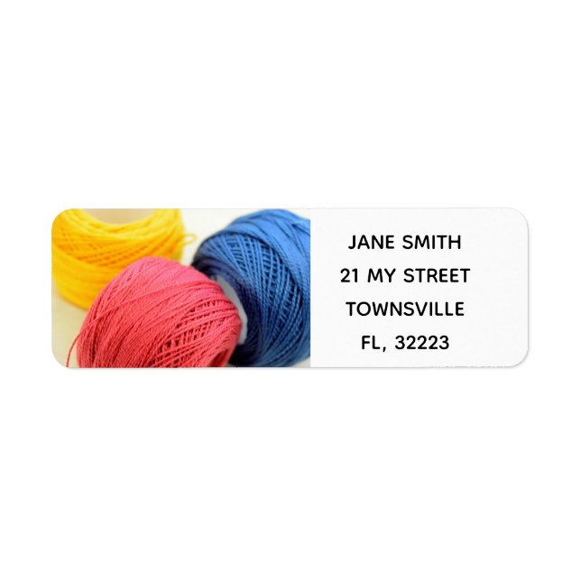 A set of return labels with a sewing theme (Front)