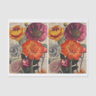 A Set of Two Vintage Botanical Floral Bouquets Tissue Paper