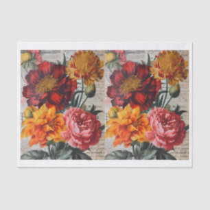 A Set of Two Vintage Botanical Peony Bouquets Tissue Paper