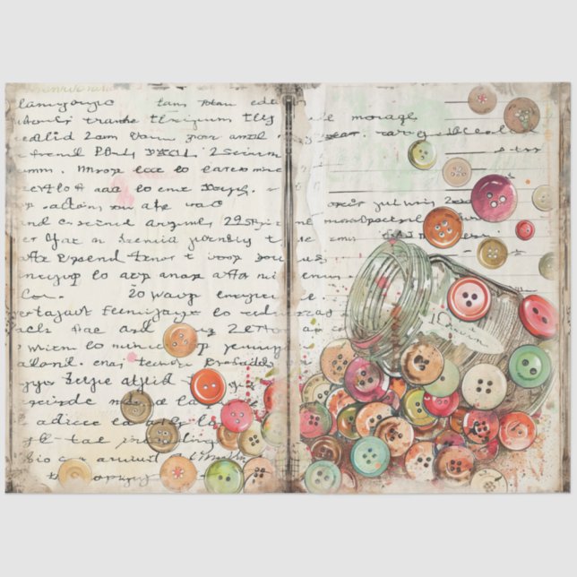 A Sewing Junk Journal Series Design #14 Tissue Paper (Front)