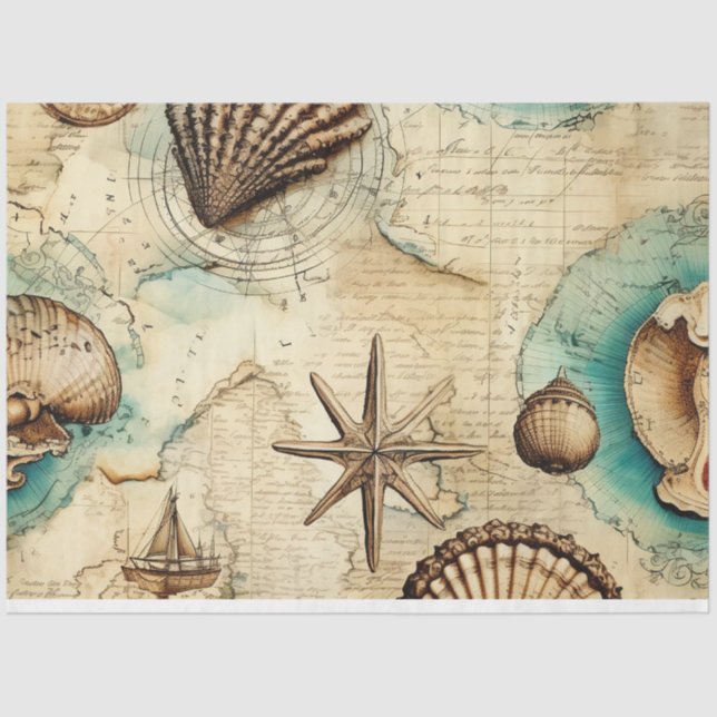 A Shabby Chic Nautical Series Design 3 Tissue Paper (Front)