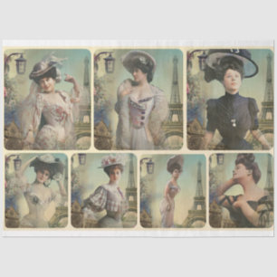 A Shabby Chic Parisian Woman Series Design 1 Tissu Tissue Paper