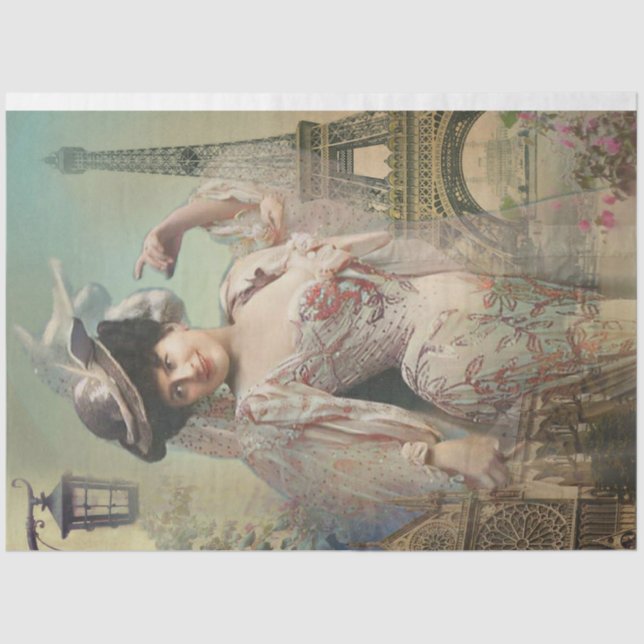 A Shabby Chic Parisian Woman Series Design 5 Tissu Tissue Paper (Front)
