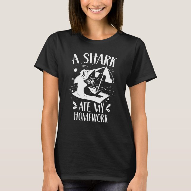 A Shark Ate My Homework Teeth Sharks  Animal T-Shirt (Front)