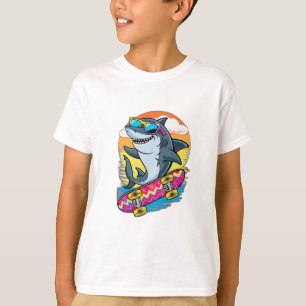A shark wearing sunglasses, riding a skateboard. T-Shirt