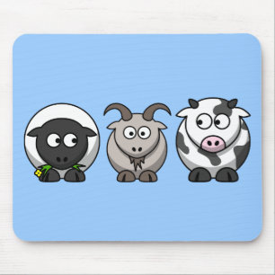 A Sheep, A Goat and a Cow Mouse Mat