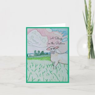 A Sheep in the Pasture Blank Greeting Card
