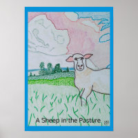 A Sheep in the Pasture Thick Azure Blue Border