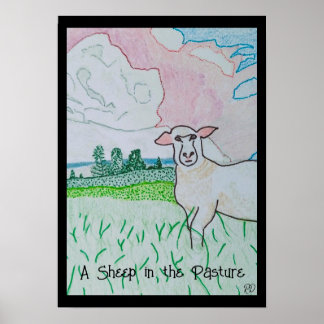 A Sheep in the Pasture Thick Black Border Poster