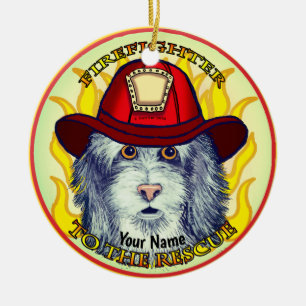 A Sheepdog Firefighter Ceramic Ornament