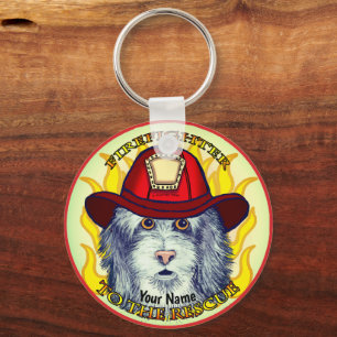 A Sheepdog Firefighter Keychain