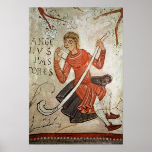 A shepherd playing a flageolet poster