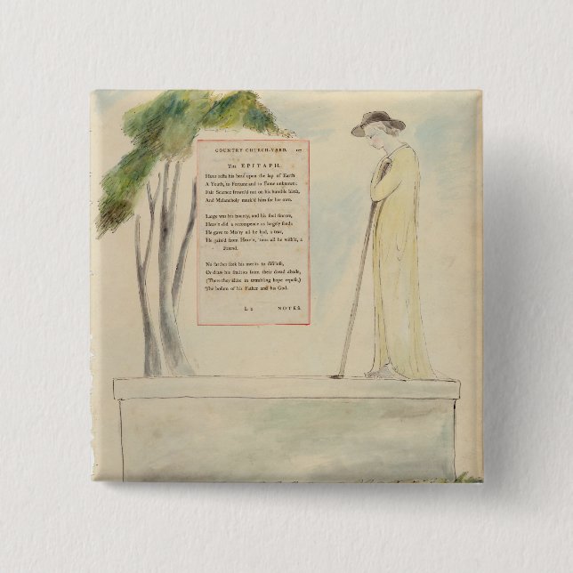 A Shepherd Reading the Epitaph, from Elegy Written 15 Cm Square Badge (Front)