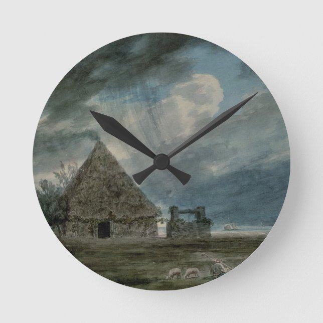 A Shepherd's Hut between Naples and Portici (w/c) Round Clock (Front)