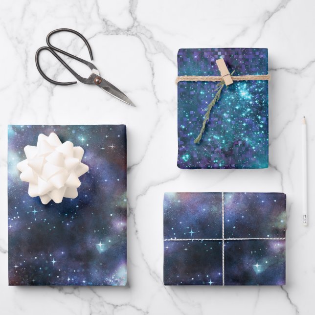 A Shimmering Galaxy Series Design 3  Wrapping Paper Sheet (Front)