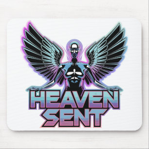 A shiny, metallic angel with wings, Y2K design Mouse Mat