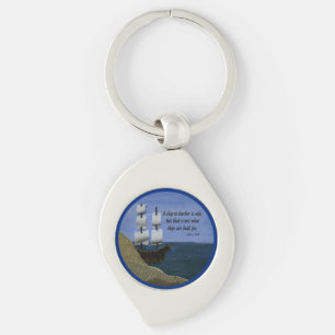 A Ship in Harbour is Safe Inspirational Quotation Key Ring