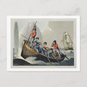 A Ship's Boat Attacking a Whale, engraved by Matth Postcard