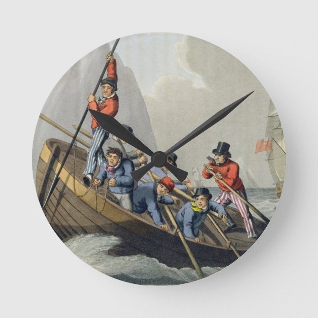 A Ship's Boat Attacking a Whale, engraved by Matth Round Clock (Front)
