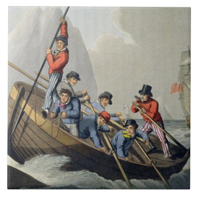 A Ship's Boat Attacking a Whale, engraved by Matth Tile (Front)