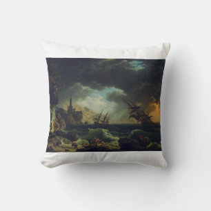 A Shipwreck in Stormy Seas by Claude-Joseph Vernet Cushion
