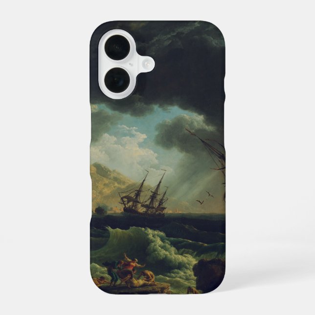 A Shipwreck in Stormy Seas by Claude-Joseph Vernet iPhone 16 Case (Back)