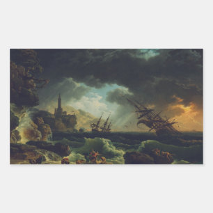 A Shipwreck in Stormy Seas by Claude-Joseph Vernet Rectangular Sticker