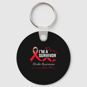 A Shirt Survivor Stroke Awareness Red Butterfly Key Ring