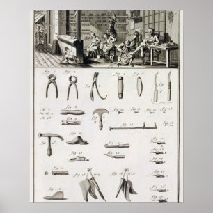 A shoe and bootmaker and their tools, from the 'En Poster