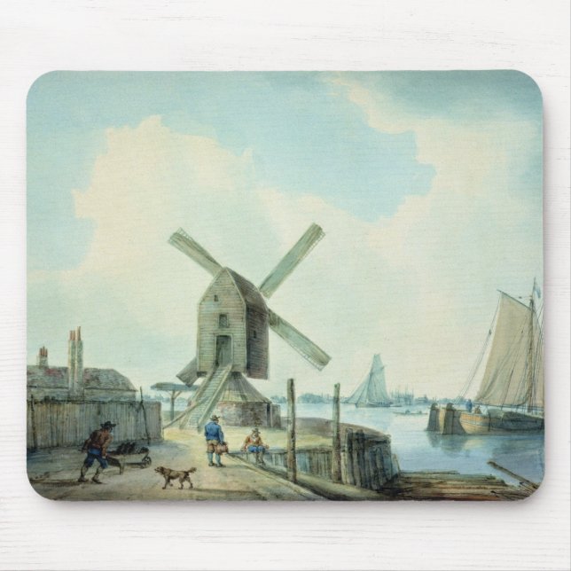 A Shore Scene with Windmills and Shipping Mouse Mat (Front)