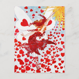 A Shower of Red Hearts from the Valentine's Fairy Holiday Postcard