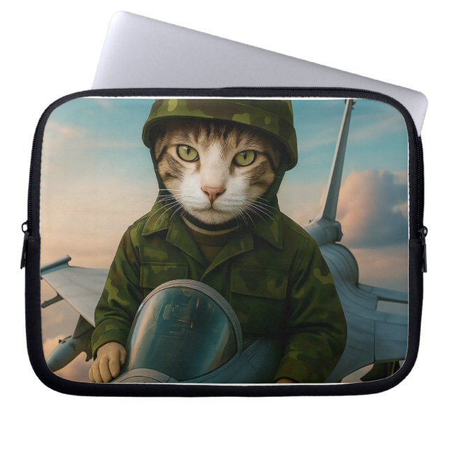 A Siam Air Force Cat with Laptop Sleeve 10 inches (Front)