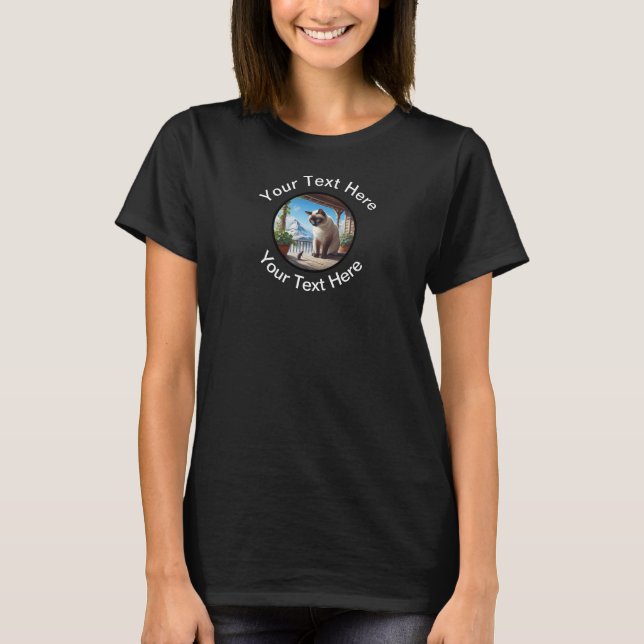 A Siamese Cat T-shirt with Custom Text  (Front)