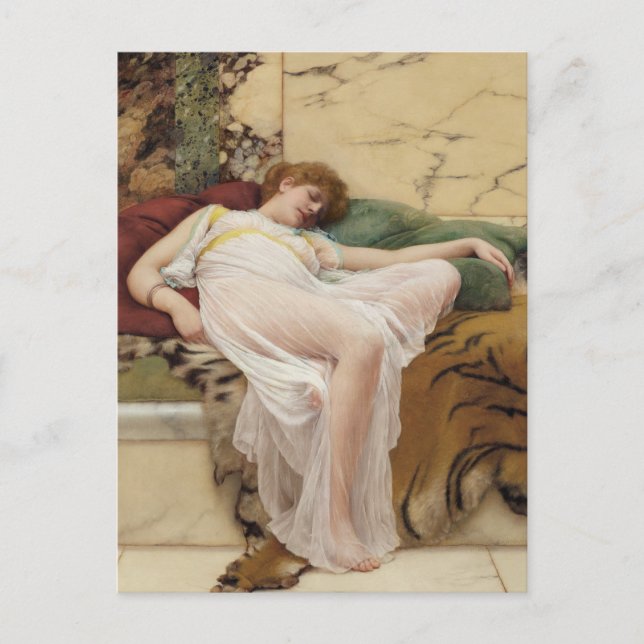 A Siesta John William Godward Art Postcard (Front)
