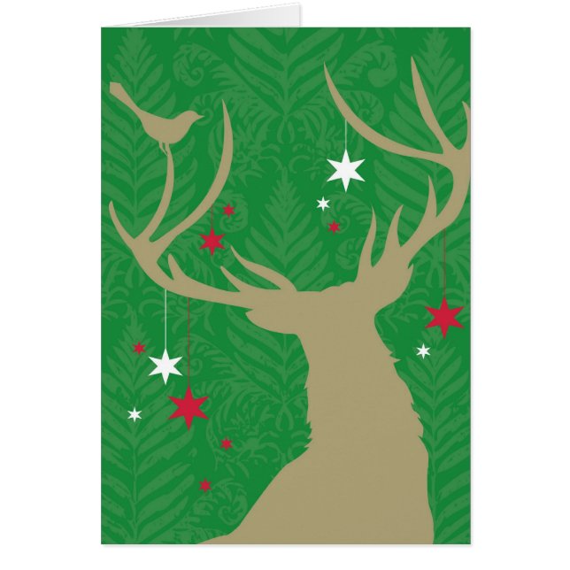 A silhouette of a deer with stars hanging from its (Front)