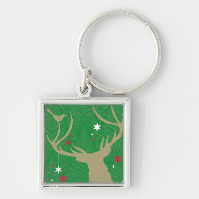 A silhouette of a deer with stars hanging from its key ring (Front)