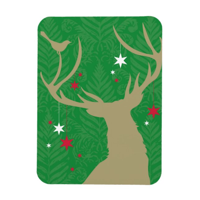 A silhouette of a deer with stars hanging from its magnet (Vertical)