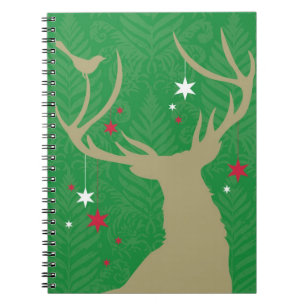 A silhouette of a deer with stars hanging from its notebook