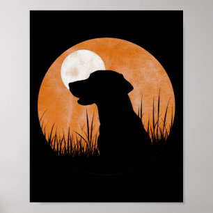 A Silhouette Of A Hunting Black Or Yellow Lab On O Poster