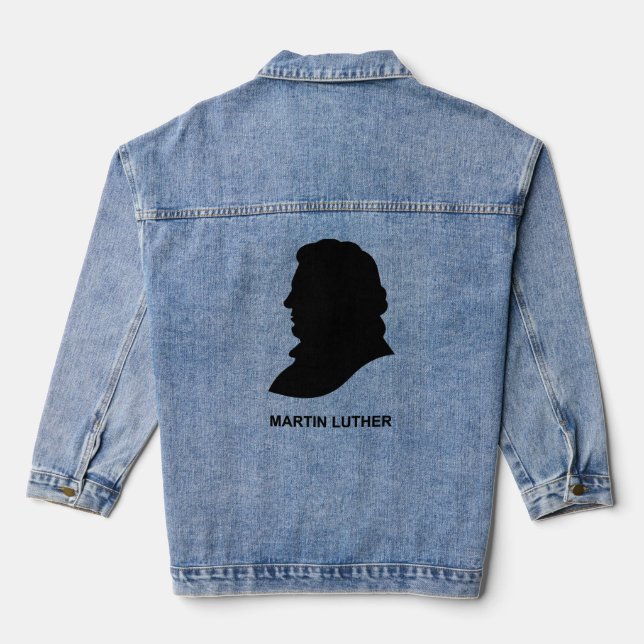 A silhouette of the Christian reformer and theolog Denim Jacket (Back)
