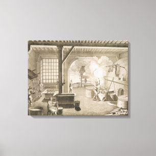 A silk dyer's workshop, from the 'Encyclopedie des Canvas Print