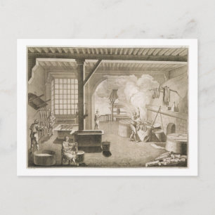 A silk dyer's workshop, from the 'Encyclopedie des Postcard