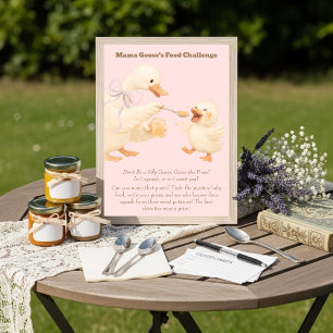 A silly Goose Pink Baby Food Challenge Game Sign Invitation