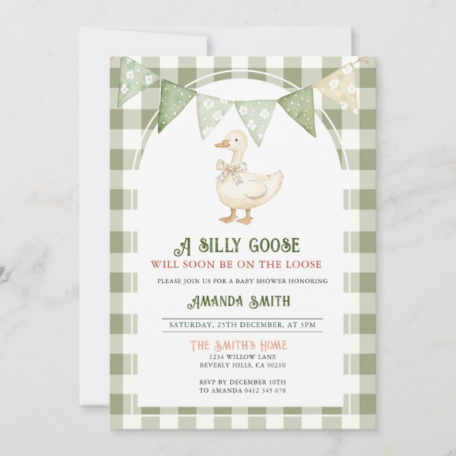 A Silly Goose will soon arrive Baby Shower  Invitation (Front)